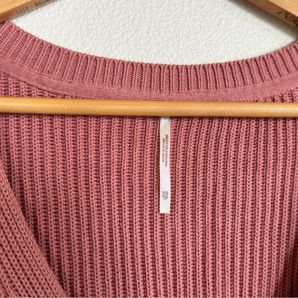 Free People Allure Ribbed V-Neck Crop Sweater XS NWOT 100% Cotton - Picture 4 of 13